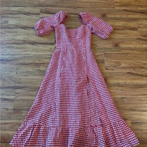 Reformation Bandit Dress Red Gingham NWT